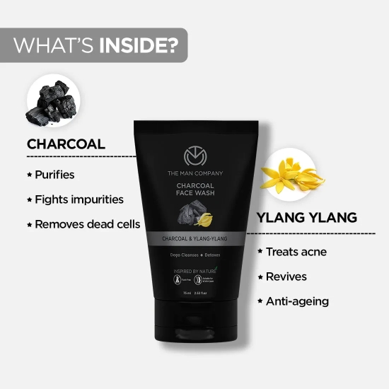 Charcoal Face Wash I Charcoal & Ylang Ylang (75ml) 75ml Face wash at