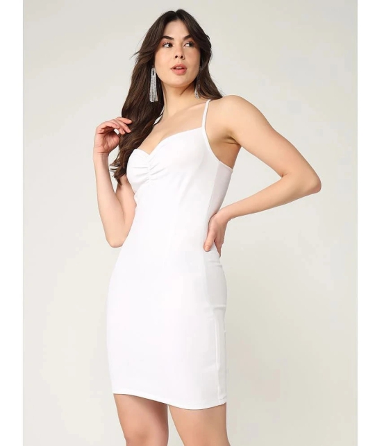 Zima Leto Polyester Solid Mini Womens Bodycon Dress - White ( Pack of 1 ) - None