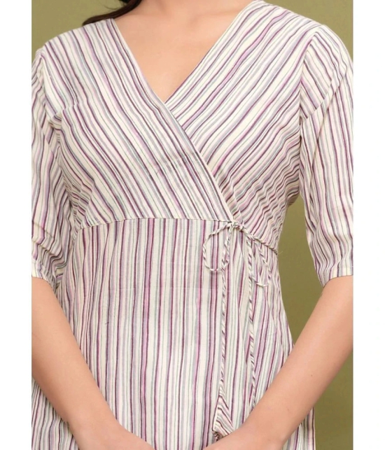 Glorious Cotton Striped Angrakha Womens Kurti - Beige ( Pack of 1 ) - None