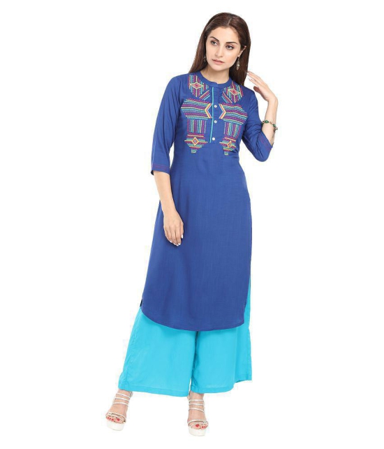 Alena - Blue Rayon Women''s Straight Kurti - XL