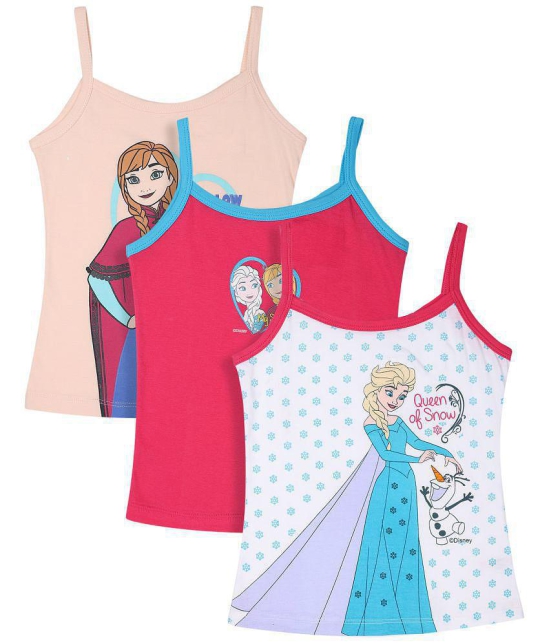 Girls Frozen Printed Multicolor Vest Pack Of 3 - None