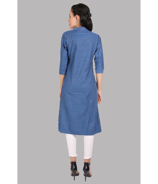 CEFALU - Blue Denim Women''s Straight Kurti ( Pack of 1 ) - None