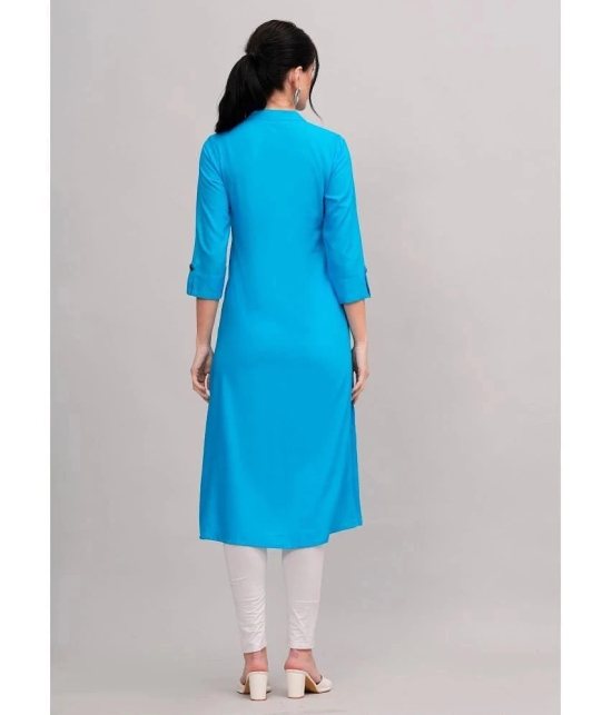 MAUKA Rayon Embellished Front Slit Womens Kurti - Light Blue ( Pack of 1 ) - None