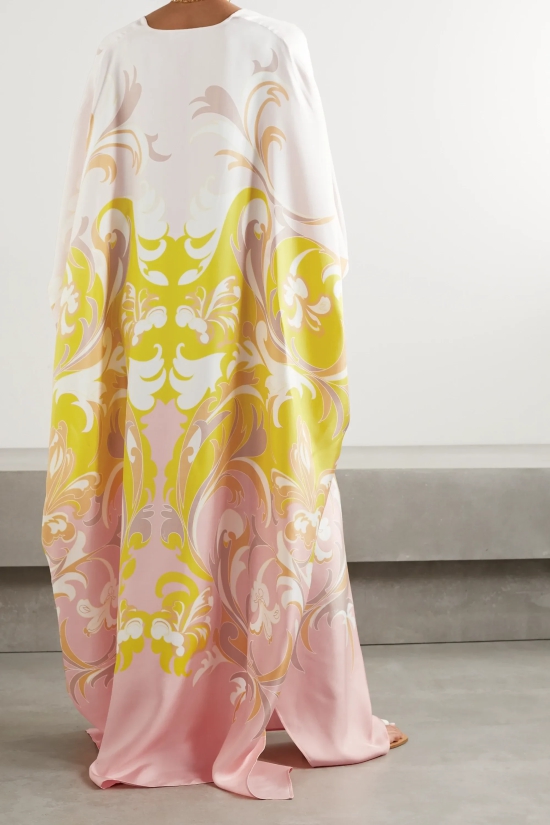 Rorschach Satin Silk Kaftan Dress