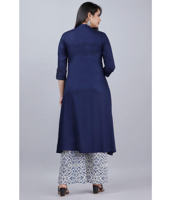 MAUKA - Blue Front Slit Rayon Womens Stitched Salwar Suit ( Pack of 1 ) - None