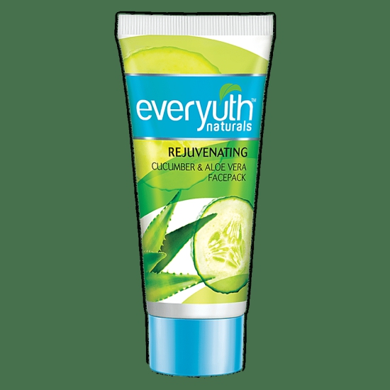 Everyuth Naturals Rejuvenating Face Pack - Cucumber & Aloe Vera, No Harmful Chemicals, 50 G Tube