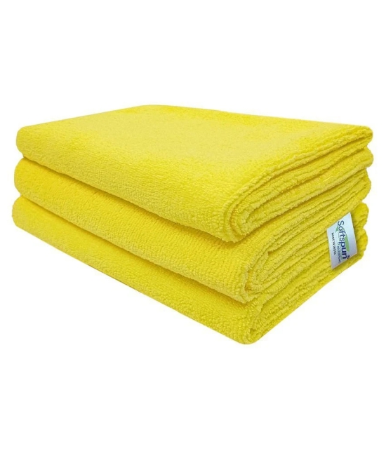 SOFTSPUN Microfiber Cloth - 3 pcs - 40x60 cms - 340 GSM Yellow - Thick Lint & Streak-Free Multipurpose Cloths - Automotive Microfibre Towels for Car Bike Cleaning Polishing Washing & Detaili