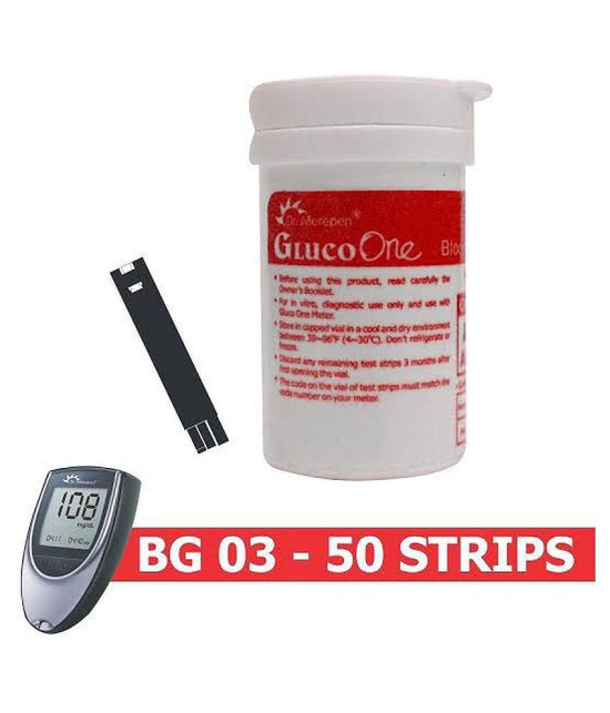 Dr. Morepen BG-03 Blood Glucose Test Strips, 50 Strips (Black/White)(Only Strips, No Glucometer) Expiry Feb 2024