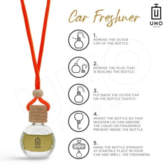 Aroma - Car Air Freshener | Car Accessories | Long Lasting Good Smell Essential Oils Bottle with Wooden Lid (15ml) (Jasmine)