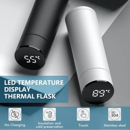 Temperature Bottle with Smart LED Display-Black