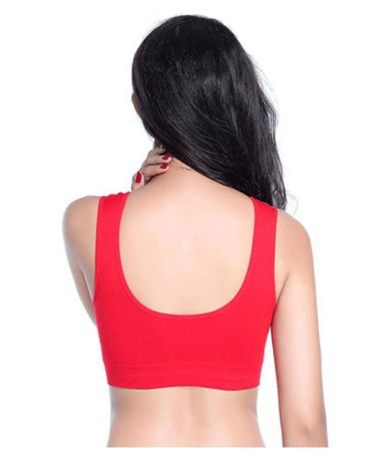 ComfyStyle Cotton Lycra Air Bra - Red - Free Size