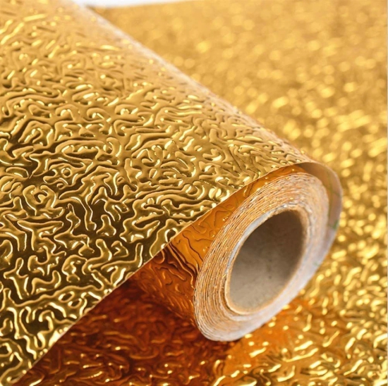 Aluminium Wallpaper Kitchen Golden Oil Proof Waterproof Paper Aluminum Foil Golden Aluminum Foil Sticker for Kitchen Oil Proof Waterproof Paper self Adhesive Paper