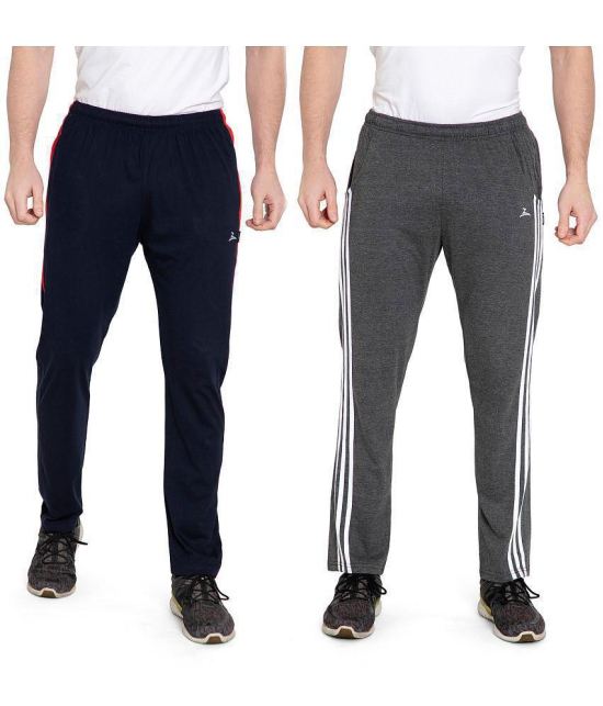 Zeffit Solid Men Navy, Grey Track Pants (Pack Of 2 ) - 2XL