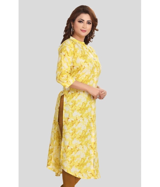 Meher Impex Cotton Printed Straight Womens Kurti - Yellow ( Pack of 1 ) - None