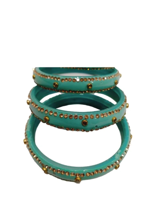 Seafoam Green Glass Rhinestone Bangle Set