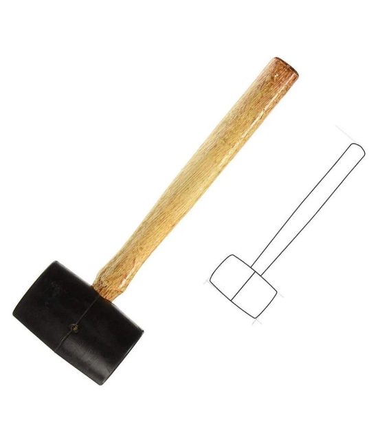 DIY Crafts Jewelers Hammer Black Rubber Mallet with Wooden Handle Rubber Mallet Do it Your Self Tools. (1 Pack)