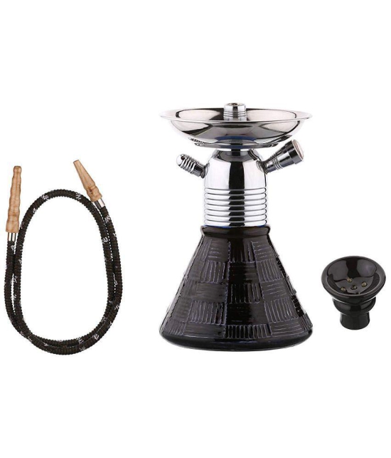 Metalmastery Black 20 cm Glass Table Hookah - Pack of 1