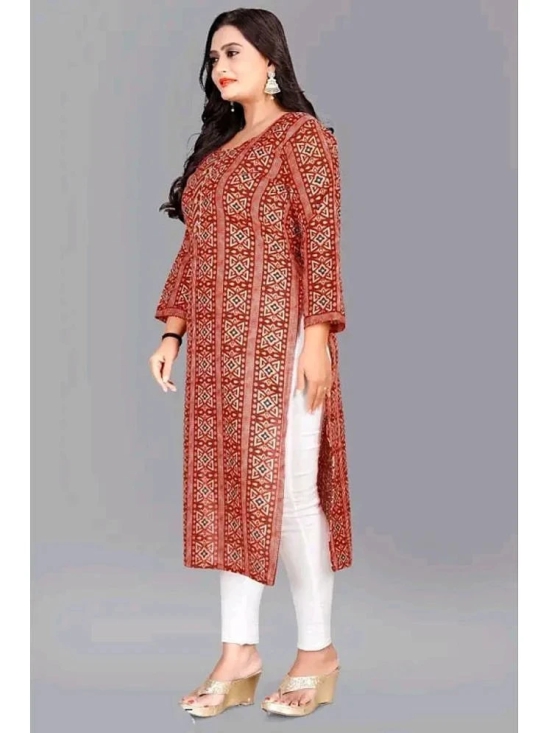 RIAANA Cotton Printed Straight Womens Kurti - Orange ( Pack of 1 ) - None