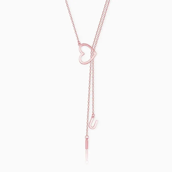 Rose Gold U&I Heart Necklace