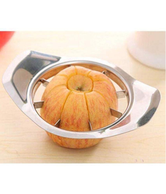 Tapixaa - Silver Stainless Steel Combo Of Apple Cutter & Pizza Cutter ( Set of 1 ) - Silver