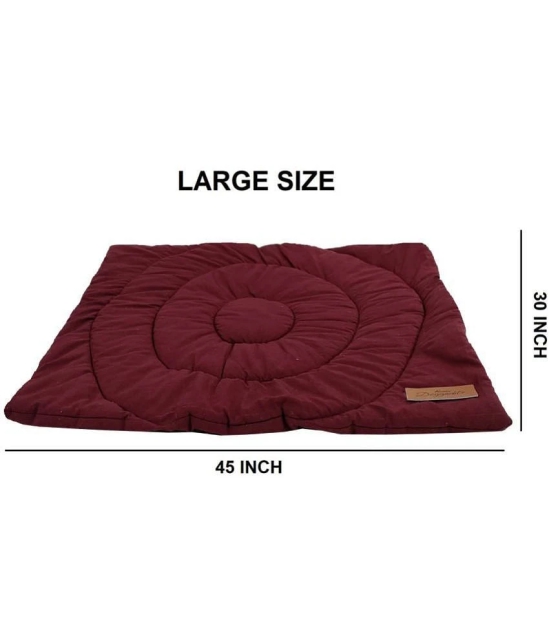 NUEVOS DOGGADIL Cotton Quilted Rectangle Cat Dog Pet Bed Mattress | Foldable Padded Pet Mat_ Maroon - Large