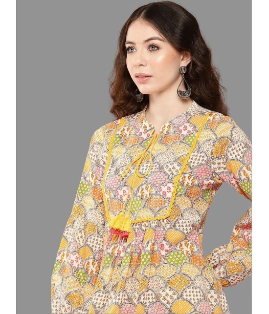 Janasya Cotton Printed A-line Womens Kurti - Multicoloured ( Pack of 1 ) - None