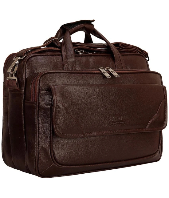 Leather World Classic 22Ltrs Brown P.U. Office Bag - Brown