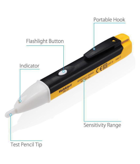 New Arrival With Buzzer + Led Flash Light VoltAlert 1AC-D 90-1000VAC Voltage Tester Voltage Meter Non Contact Electric Voltage Power Detector Electrical Testing Pen Tester Induction Test Pen