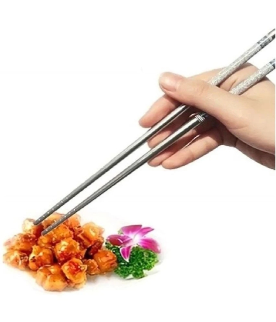 DHSMART 5 Pairs Reusable Chopsticks Metal Polish Stick Lgtweight Metal Chop Stick Utensil 10 no.s Pack of 10