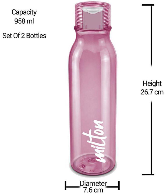 Milton Name Tag Pet Water Bottle, Set of 2, 1 Litre Each, Burgundy - Burgundy