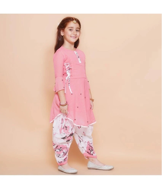 Arshia Fashions Pink Rayon Girls Patiala Kurta Set ( Pack of 1 ) - None