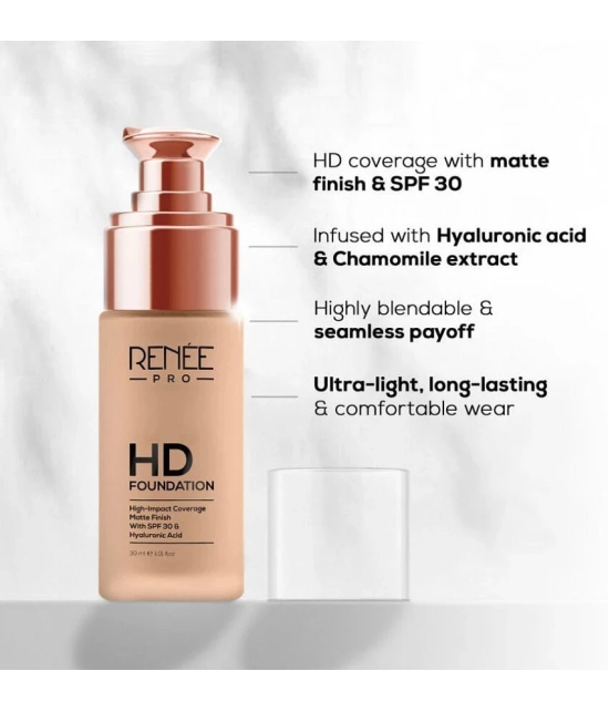 RENEE PRO HD Foundation - Maple, Seamless HD Coverage with Matte Finish & SPF15, 30 Ml