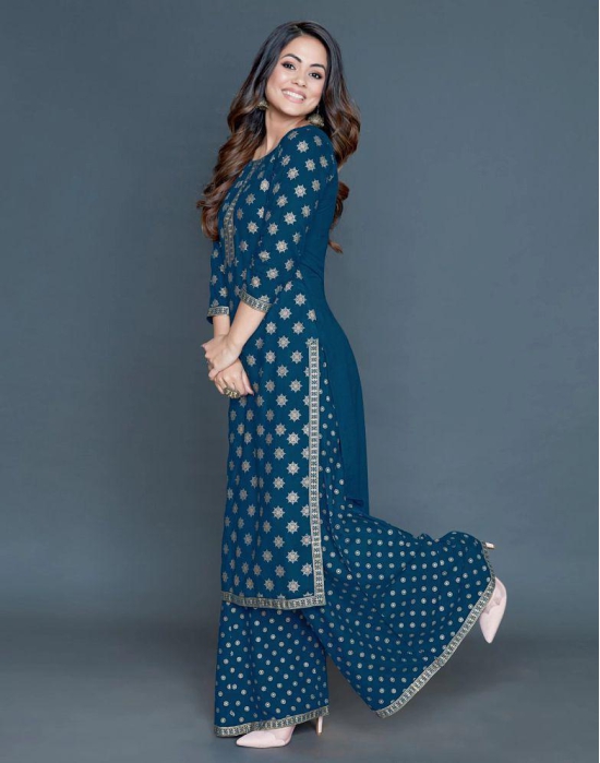 Estela - Blue Straight Rayon Women's Stitched Salwar Suit ( Pack of 1 ) - M