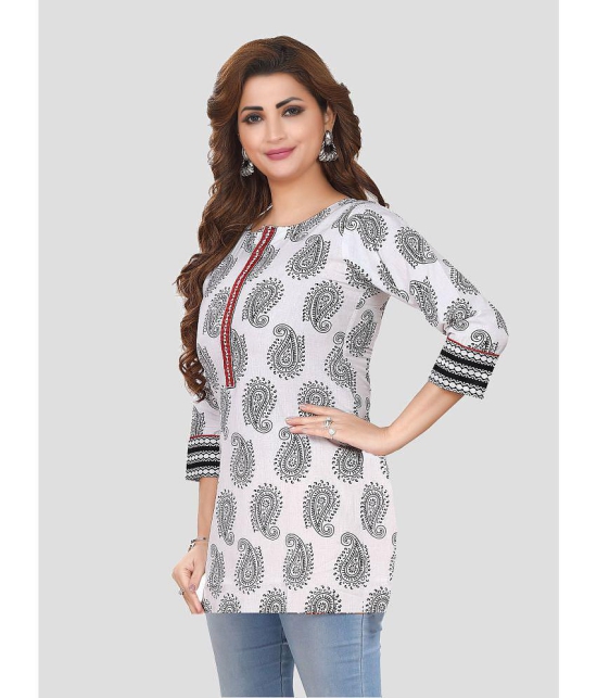 Meher Impex Cotton Printed Straight Womens Kurti - White ( Pack of 1 ) - None