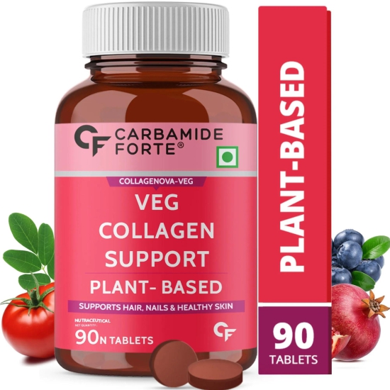 Carbamide Forte 100% Veg Collagen Builder, 90 Tablets | Plant Based Collagen Support Supplement for Skin & Hair