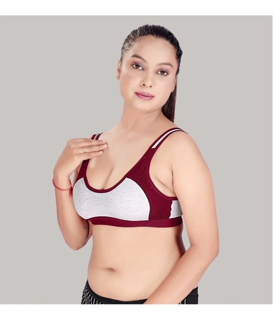 HAYA Maroon Cotton Non Padded Womens Everyday Bra ( Pack of 1 ) - None