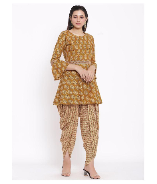 FabbibaPrints Cotton Kurti With Dhoti Pants - Stitched Suit - L