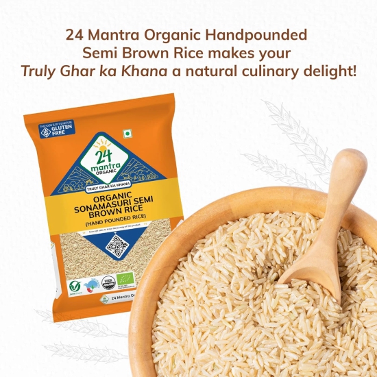 24 Mantra Sona Masuri Hand Pounded Rice, 1 Kg