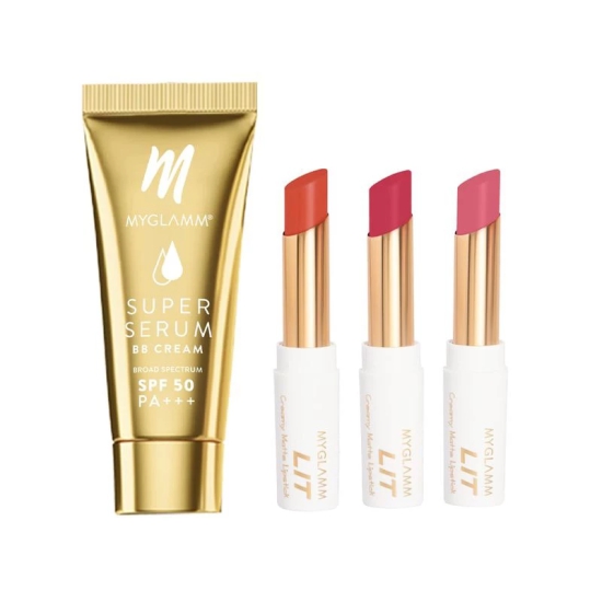 MyGlamm Super Serum BB Cream 15g + LIT Creamy Matte Lipstick