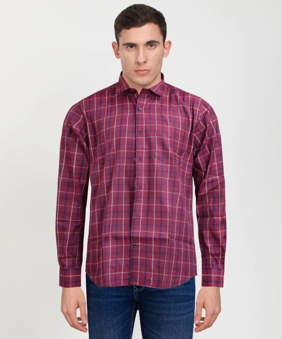 Cotton Full Sleeve Shirt Big Marron Blue Check 38