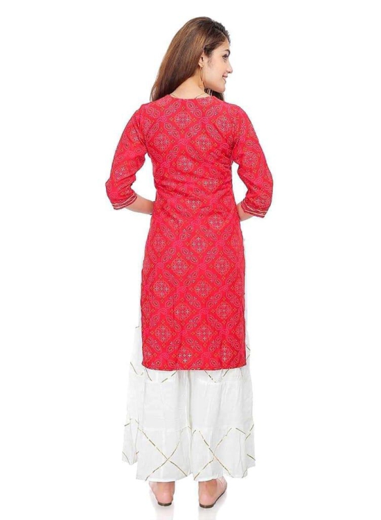 Monica Fashion Women's Rayon Embroidered Straight Kurti with Sharara Set