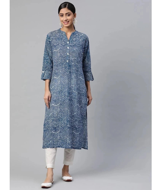 SVARCHI - Blue Cotton Womens Straight Kurti ( Pack of 1 ) - None