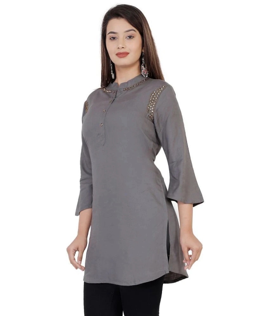 JC4U - Grey Rayon Womens Straight Kurti ( Pack of 1 ) - None