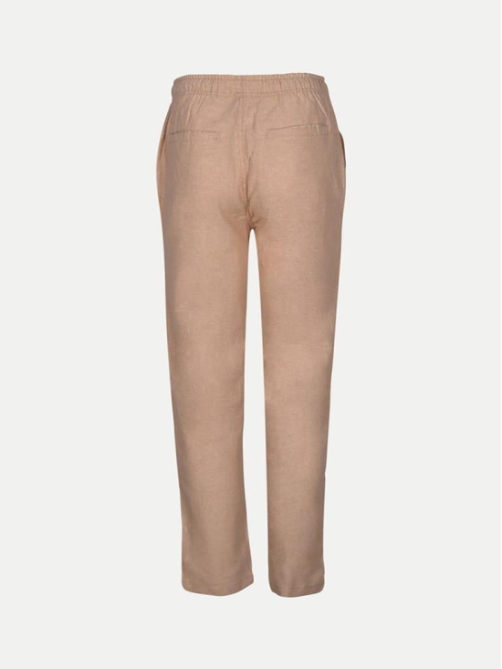 Men Sand Solid Remi Cotton Chinos Trousers