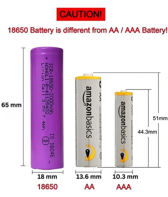 A Grade 18650 Li-ion 2000mAh Rechargeable Battery ( PACK OF 4 ). - Assorted