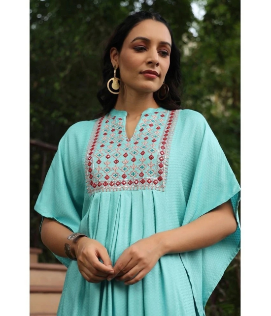 Juniper - Light Blue Rayon Flex Womens Kaftan Kurti ( Pack of 1 ) - None