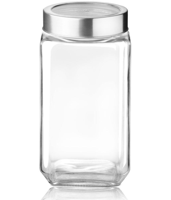 Treo By Milton Cube Storage Glass Jar, 2250 ml, Transparent | Storage Jar | Modular | Kitchen Organizer | Air Tight | Modular | Multipurpose Jar | BPA Free - Transparent