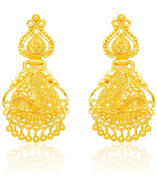 LUV FASHION Golden Drop Earrings ( Pack of 1 ) - Golden