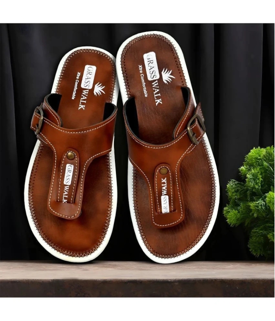 GRASS WALK Brown Mens Thong Flip Flop - None