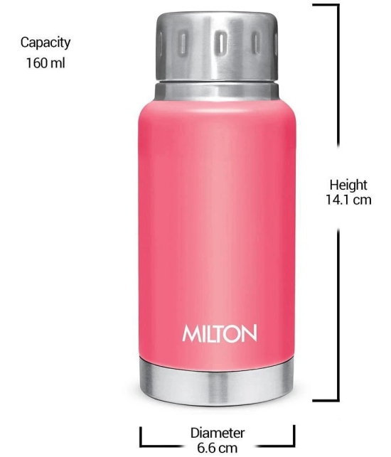 Milton Elfin 160 Thermosteel Hot and Cold Water Bottle, 160 ml, Pink - Pink